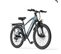 VAXEN S800 26" Electric Bike for Adults, 250W Motor 45Nm, 36V 13Ah Removable Battery, 75KM Range, Shimano 7-Speed E-Bike with LCD Display, NFC Unlock & Front Suspension