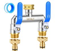 VAYALT 2 Way Water Distributor, Water Divider 3/4 Inch Brass Water Connection Divider, Garden Hoses with 3/4 Inch Adapter