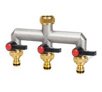 VAYALT 3 Way Water Tap Water Distributor, 3 Way Distributor Water 3/4 Inch Brass Water Connection Divider, Garden Hoses with 3/4" Adapter, Ball Valve for Large Garden Irrigation Garden Hoses
