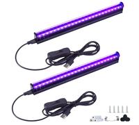 VAYALT UV LED Blacklight, 8W USB Black Light, 385-400nm Adjustable Black Light Bar for Fluorescent Poster Glow Party Body Paint, Halloween Decorations, Portable UV Lights (2 Packs)