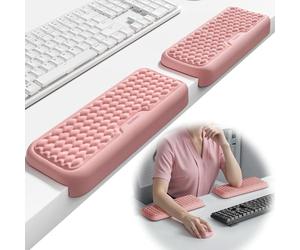 VAYDEER 2-Pack L-Shaped Desk Elbow Pad Arm Rest Cushions - Memory Foam Wrist Support Pads for Table Edge, Ergonomic Non-Slip Desk Edge Protector for Office, Home & Gaming (Pink)