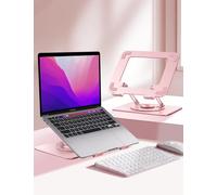 Vaydeer Adjustable Laptop Stand for Desk with 360° Rotating Base & Foldable Design - Ergonomic Laptop Riser & Holder Compatible with MacBook, Dell, HP and 10-17.3” Laptops (Pink)