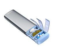 VAYDEER Compact Pill Box - Slim 7 Day Metal Pill Organiser, Portable Travel Case for Daily Vitamins & Tablets (Metallic)