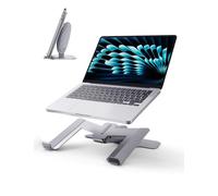 VAYDEER Folding Laptop Stand - Adjustable Dual-Mode Holder for Desk or Vertical Storage, 10 Angles, Space-Saving Metal Stand for MacBook, Dell, Surface, HP, 12-16 Inch Laptops (Silver)