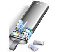 Vaydeer Metal 7 Day Pill Organiser, AM PM, with Desiccant, Grey