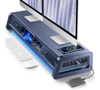 VAYDEER Monitor Stand Riser, Wireless Charging, USB Hub, with Drawers, Blue