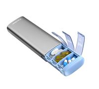 VAYDEER Slim 7 Day Pill Organiser - Compact Metal Pill Box for Travel, Vitamins & Medication, BPA-Free Case (Grey)