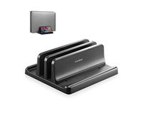 VAYDEER Vertical Laptop Stand, Double Adjustable 2 Slots Upright Laptop Storage Holder for Desk Rack Space-Saving for MacBook/iPad/Chromebook/Dell/iPad/Tablet Up to 17.3“ -Black