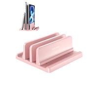 Vaydeer Vertical Laptop Stand for Desk, Dual Slots Plastic Laptop Holder with Space Saving 4-in-1 Design, Adjustable Laptop Stand Supports MacBook, Chromebook, Surface, Dell (Pink)