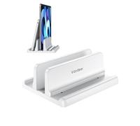 Vaydeer Vertical Laptop Stand Holder Plastic Adjustable Desktop Notebook Dock Space-Saving 3 in 1 for All MacBook Pro Air, Mac, HP, Dell, Microsoft Surface, Lenovo, up to 17.3 inches (White)