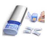 VAYDEER Weekly Pill Organiser AM PM, Metal Travel Pill Box with Desiccant, 7 Day Moisture-Resistant Pill Case, Portable Detachable Medication Organiser for Vitamins & Supplements