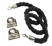 VAYEODEYU Barrier Ropes, Twisted Post Ropes Wall Mounted, Hanging Stanchion Rope with 2 Pack Wall Hooks Kits, Stanchion Post Queue Hanging VIP Rope(Black B,1.2m/4ft/47in)