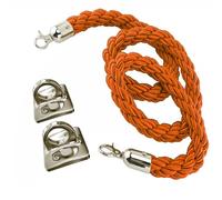 VAYEODEYU Barrier Ropes, Twisted Post Ropes Wall Mounted, Hanging Stanchion Rope with 2 Pack Wall Hooks Kits, Stanchion Post Queue Hanging VIP Rope(Orange B,1.5m/5ft/59in)