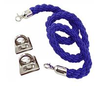 VAYEODEYU Barrier Ropes, Twisted Post Ropes Wall Mounted, Hanging Stanchion Rope with 2 Pack Wall Hooks Kits, Stanchion Post Queue Hanging VIP Rope(Blue B,1m/3.3ft/39in)