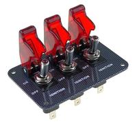 VAYEODEYU Transfer Switch, Flip Up Start DC 12V 20A LED Ignition Toggle Switch Panel Carbon Fiber Surface