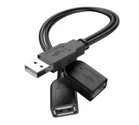 Vayfoni USB Splitter 2 Port Cable - USB Double Adapter Male to Dual Female - 0.15M Extension Cable for Charging and Data Transfer - Double USB Adapter for Laptop PC Phone Tablet