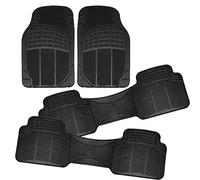 Vaygway Car SUV Floor Mat by - 4 Piece Heavy Duty Set - 3 Row Vehicle All Weather Floor Mats - Black Trimmable Universal Fit Rubber Floor Mats for Car Truck Van SUV