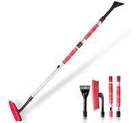 VaygWay Ice Scraper and Extendable Snow Brush for Car Windshield- Adjustable Length Foam Grip 360° Pivoting Brush Head for Snow, 2 in 1 Sturdy Winter Ice and Snow Remover for Car, Truck, Van