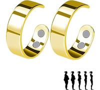 Vayro Ring, Vayro Original Magnetic Wellness Ring, Adjustable Open Stainless Steel Rings, with 4 Strong Magnets, for Women and Men (GOLD 2PCS)