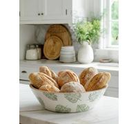 Vayu Earth 16 Inch Extra Large Forest Leaf Pattern Enamelled Wooden Salad Bowl - Decorative Mixing and Fruit Bowl - 40 x 40 x 15 cm Rustic Serving Bowl