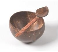 Vayu Earth Coconut Shell Bowl & Spoon Set | Natural Eco-Friendly Serving Bowl for Smoothie, Salad, Snacks & Kitchen Décor (11 x 8 cm), Handmade Sustainable
