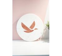Vayu Earth FeatherTrace Marble Charcuterie Board - 30x30 cm Natural Grey with Brass Bird Inlay - Elegant Cheese and Appetiser Serving Tray for Entertaining and Gifting