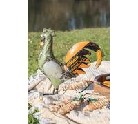 Vayu Earth Galvanised and Recycled Iron Rooster Tabletop Decorative - Handcrafted Rustic Metal Figurine - Sustainable Home Accent - Indoor/Outdoor Art Jaipur Artisan Craft 32 x 8 x 33cm
