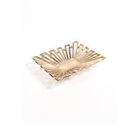 Vayu Earth Handmade Gold Rectangular Perforated Fruit Tray 26 x 21 x 5cm - Aluminium Cast Serving Platter, Elegant Decorative Tray for Fruit, Snacks & Centerpieces