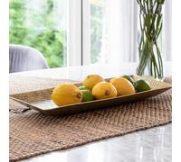 Vayu Earth Rectangle Gold Antique Aluminium Decorative Tray 41 x 18 x 2cm - Handcrafted Vintage-Style Serving Platter, Luxe Metallic Tray for Snacks, Jewelry & Home Decor