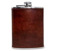 VB VIN BOUQUET Stainless Steel Hip Flask, Leather Lined with Funnel Included