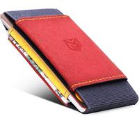 VBAX Minimalist Slim Elastic Wallet - Small Front Pocket Credit Card Holder for Men & Women Holds Up to 12 Card & Cash, Burgandy, Suede Leather, Slim Elastic Wallet