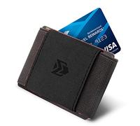 VBAX Minimalist Slim Elastic Wallet - Small Front Pocket Credit Card Holder for Men & Women Holds Up to 12 Card & Cash, Pure Black, Suede Leather, Slim Elastic Wallet