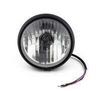 Vbbrswaad Motorcycle Headlight LED For Cafe Racer Chopper Bobber Custom Motorcycles 5.75" Vintage H4 Headlight Real Glass Lens Lighthouse Finish(Black)