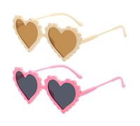 VBBTYRU 2Pcs Kids Heart Shaped Sunglasses, Cute Sunglasses, UV Protection Kids Sunglasses, Personalized Style, Real Color, Birthday for Boys and Girls