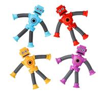 VBBTYRU 4Pcs Multicolor Robot Suction Cup Toy, Stress Relief & Sensory Play, Party Entertainment