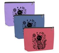 VBCVBGFH Cute Bear Cat Wildflower Makeup Bag,Cosmetic Bags for Women,Bears Themed Cat Gifts for Women Birthday Christmas, Cat Flower0067, 9.7 x6.8 x 2 inch