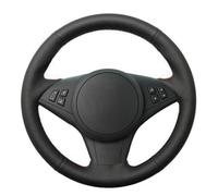 VBCXGV Black Car Steering Wheel Cover Hand-stitched Leather Steering Wheel Cover, For E60 E63 530i E64 635D