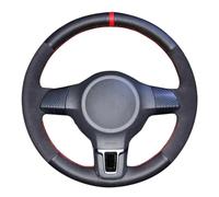 VBCXGV Black Leather Suede Car Steering Wheel Cover Hand Sewn, For Golf 6 Mk6 Polo Jetta MK5 Sagitar Bora Santana