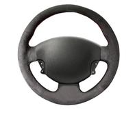 VBCXGV Black Suede Hand-stitched Car Steering Wheel Cover Trim, For Renault Megane 2 2003-2008 Kangoo 2008 Scenic 2 2003-2009