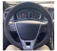 VBCXGV Car Steering Wheel Cover Black Suede Hand-stitched Interior Accessories, For Volvo V40 2014 XC60 S60 LV60 S80L