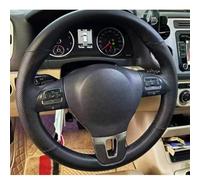 VBCXGV Car Steering Wheel Cover Hand Sewing Black Leather, For Golf 6 Mk6 Polo Sagitar Bora Santana