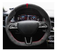 VBCXGV Car Steering Wheel Cover Hand Sewing Black Suede, For Skoda Citigo Roomster Fabia Octavia Superb Karoq Rapid
