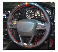 VBCXGV Carbon Black Leather Car Steering Wheel Cover, For Seat Leon 5F Mk3 2013-2019 Ibiza 6J Tarraco Arona Ateca Alhambra