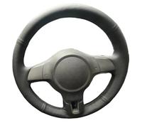 VBCXGV Hand Sewing Black Leather Car Steering Wheel Cover Interior Accessories, For Golf 6 Mk6 Polo Sagitar Bora