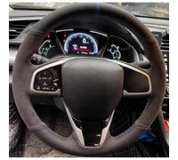 VBCXGV Hand Sewn Black Leather Suede Car Steering Wheel Cover, For Honda Civic 10th Gen 2016 2017 2018