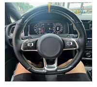 VBCXGV Hand Sewn Car Steering Wheel Cover Carbon Black Leather, For Golf 7 GTI Golf R MK7 Polo GTI