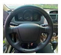 VBCXGV Hand Sewn Car Steering Wheel Cover Carbon Black Leather, For Kia Carens 2007-2009 2010-2011