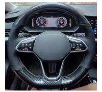 VBCXGV Hand Sewn Carbon Black Leather Car Steering Wheel Cover, For Atlas Golf 8 Mk8 Passat B9
