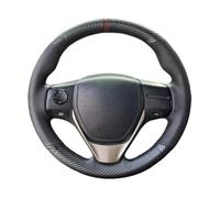 VBCXGV Hand Sewn Carbon Black Leather Car Steering Wheel Cover Interior Accessories, For Toyota RAV4 Corolla MScion Auris