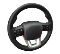 VBCXGV Hand-stitched Black Leather Car Steering Wheel Cover, For Toyota Fortuner 2016 2017 2018 2019 2020 Hilux 2015-2020